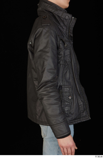 Jamie black leather jacket dressed upper body 0007.jpg